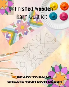 Large Flower Barn Quilt: Rectangle Painting DIY Kit for Adults & Kids |  DIY Barn Quilt Art | Quilted Wood Blocks | Paint Your Quilt