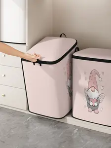 Christmas Gnome Printed Thick Quilt Storage Bag, Cute and Practical Kids Bedding Organizer, Durable Material, Easy Carry Handle, Home Use, Bedding Storage Bags