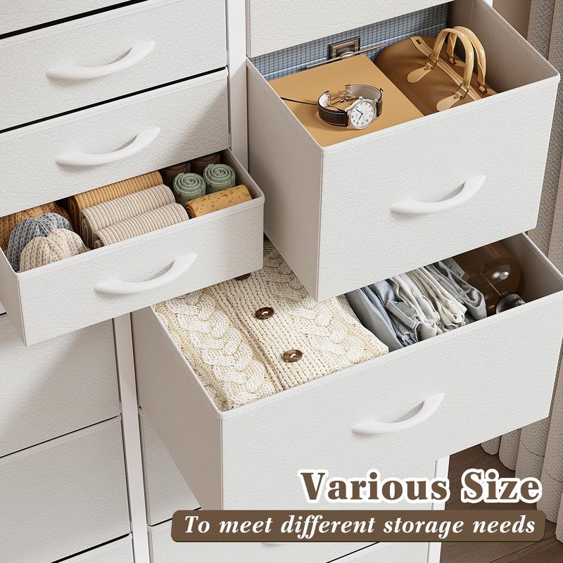 Raybee Furniture 57"H 16 Drawer White Dresser with Wooden Top, Modern Tall Dresser for Bedroom & Chests of Drawers, Large Capacity Storage Cabinets for Bedrooms, Living Room, Entryways