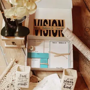 MyCostume Premium 12x12 Prayer Box Starter Kit for Home Decor with 4 Prayer Note Pads Vision Vinyl Cards Circle Stickers & Verse Cards for Christian Prayers Religious Wall