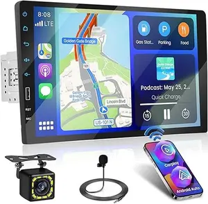9 inch Wireless CarPlay Single Din Car Stereo 1 Din Touch Screen Car Play Android Auto Radio with Mirror Link/1080P/EQ Audio/SWC/Bluetooth/ 7 Collor Buttons +Backup Camera