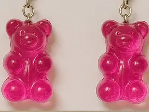 Pink Gummy Bear Earrings - Delightful Pink Gummy Bear Design for Fun Outfit Accessories