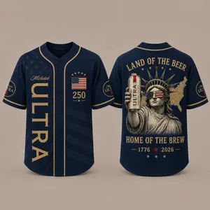 MICHELOBB ULTRA Patriotic Baseball Jersey, 250 Years of Freedom USA, Americana Independence Day Shirt, 1776 2026 Baseball Jersey, Fourth of July Streetwear American Pride Jersey, Retro USA Party Jersey