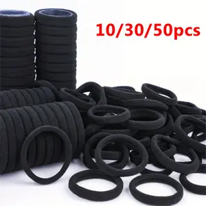 Black Elastic Hair Ties, Seamless No-Crease Hair Rubber Bands, Soft Ponytail Holders for Women Girls, Thick & Thin Hair – No Damage & Long-Lasting, Elastic Hair Accessory, Pigtails