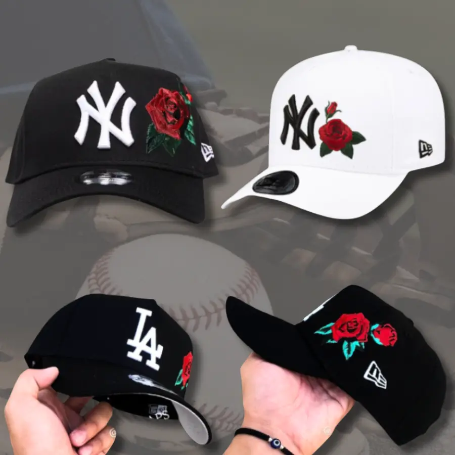 New Era 9FORTY MLB NY Yankees LA Dodgers Rose Cap | MLB Snapback Cap for Men Women, Classic Flat Brim, Unisex Hip Hop Street Style, Premium Quality Stitching, Adjustable Fashion Accessory, Viral Trend 2026