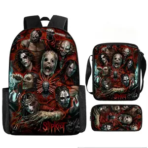 Halloween Backpack Heavy Metal Rock Slipknot Band Digital Printing Backpack Crossbody Bag Pencil Case