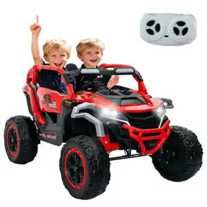 2-Seater Ride on Truck, 12V Battery Powered Electric Vehicle w/Remote Control,  Spring Suspension, LED Light, Horn, Music/ MP3, 2 Doors Open, Ride on Car For Age 3-6 Years Old