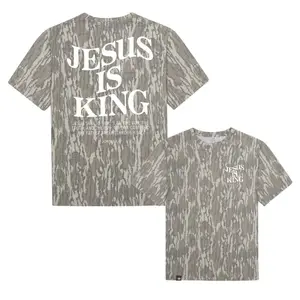 2026 Jesus Is King Mossy Oak Bottomland Camo Tee For Men And Women, Unisex Design, Soft and Breathable Cotton