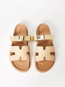 JUST FAB Women's Flat Comfy Sandals, Casual Summer Footwear with Plush Soft Insole, Lightweight Non-Slip Design, Comfy Sandals Women Walking Shoes