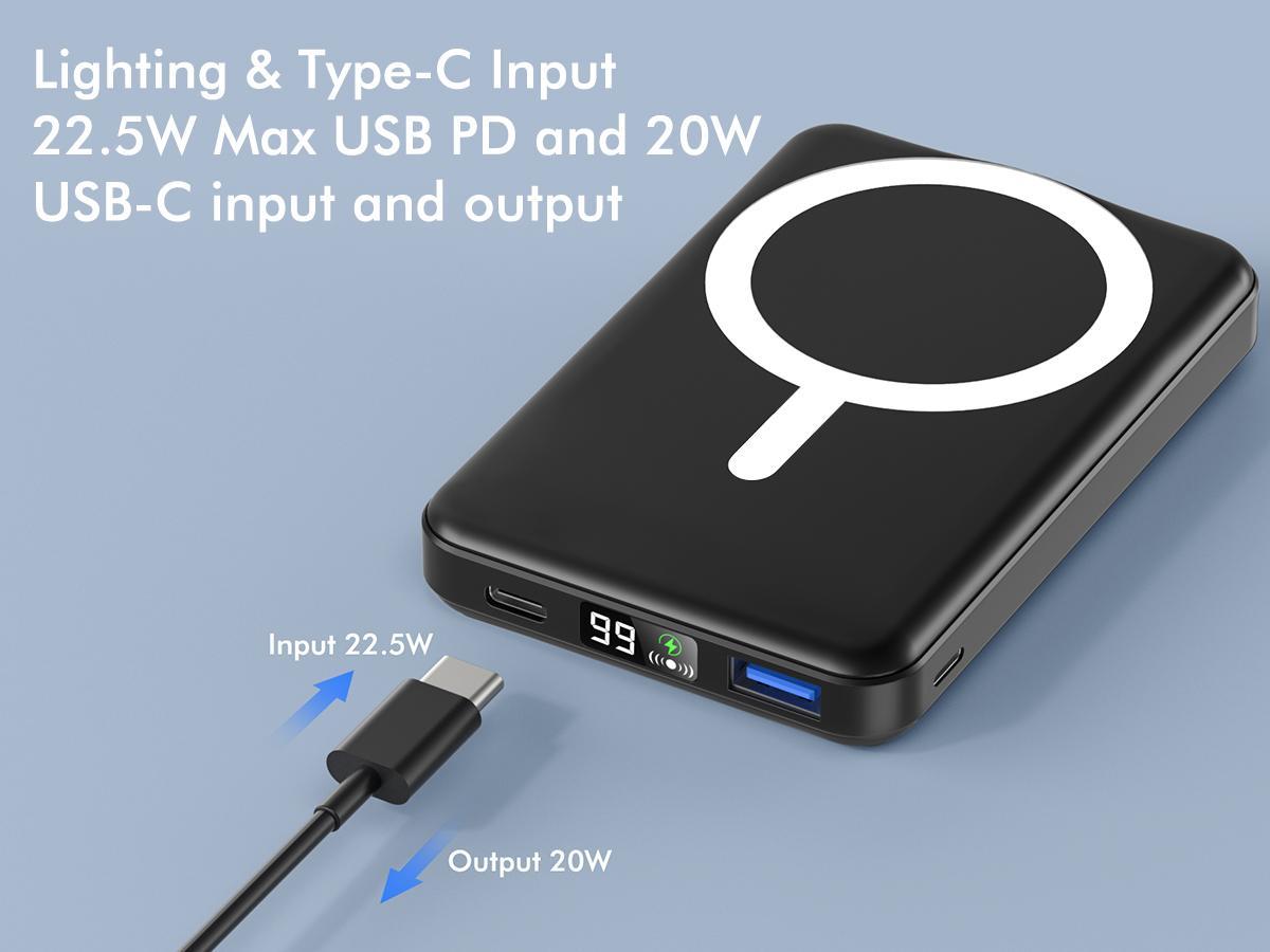 podoru 10000mAh Magnetic Power Bank for MagSafe, Wireless Portable Charger with LED Display, Foldable Stand, 20W PD Fast Charging, USB Output, USB-C & Lightning Input, Battery Pack for iPhone 17/16/15/14/13/12 Series podoru 10000mAh Magnetic Power Bank for MagSafe, Wireless Portable Charger with LED Display, Foldable Stand, 20W PD Fast Charging, USB Output, USB-C & Lightning Input, Battery Pack for iPhone 17/16/15/14/13/12 Series