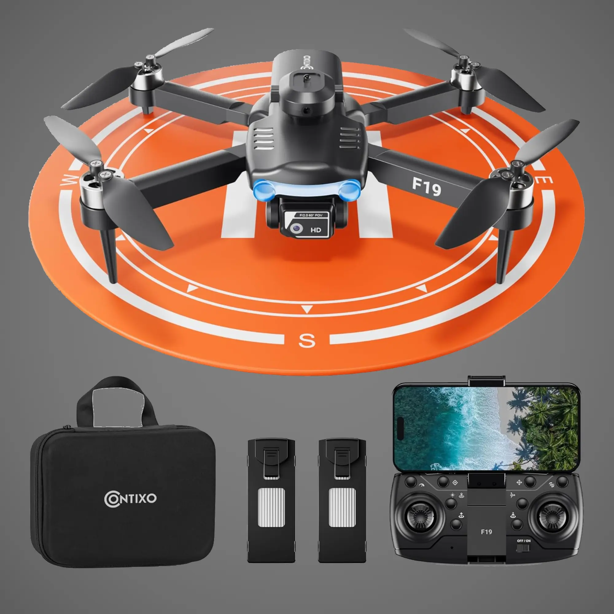 Contixo F19 Midnight Shadow Stunt Drone w/ HD Camera | Foldable, 1080p, 10-Min Flight, Auto-Hover, Beginner-Friendly dron drone with