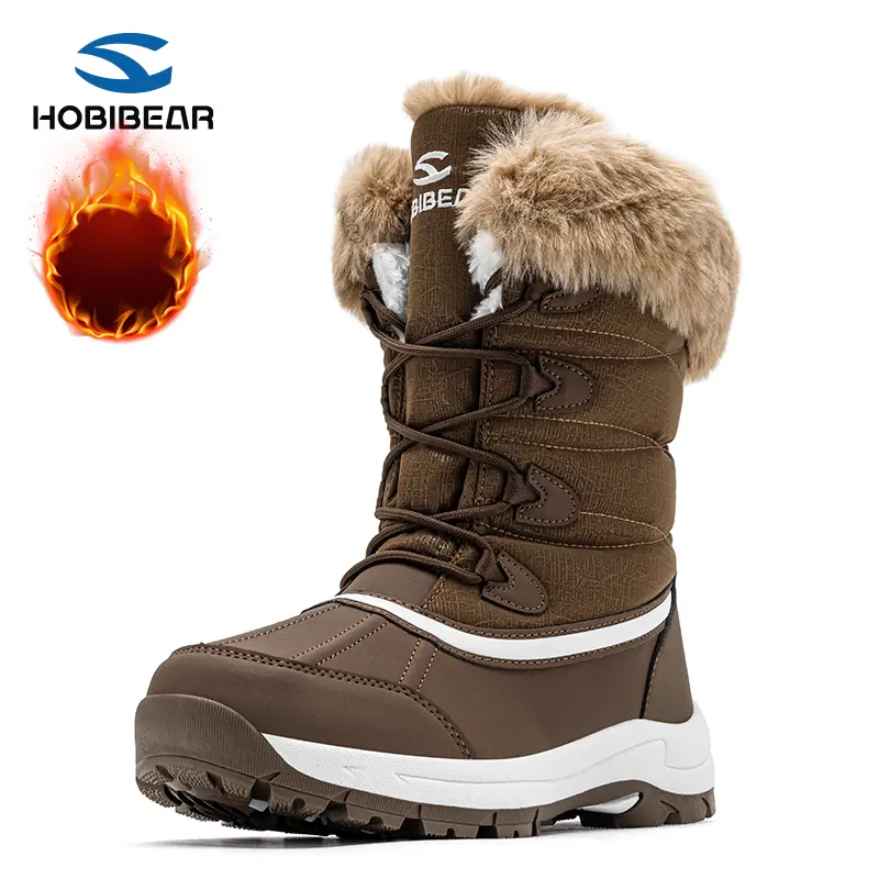 HOBIBEAR Women’s Mid-Calf Snow Boots – Fleece-Lined, Thickened Design, Cold-Resistant Outdoor Winter Boots, Wear-Resistant Thick Sole, Warm Cotton Boots for Winter