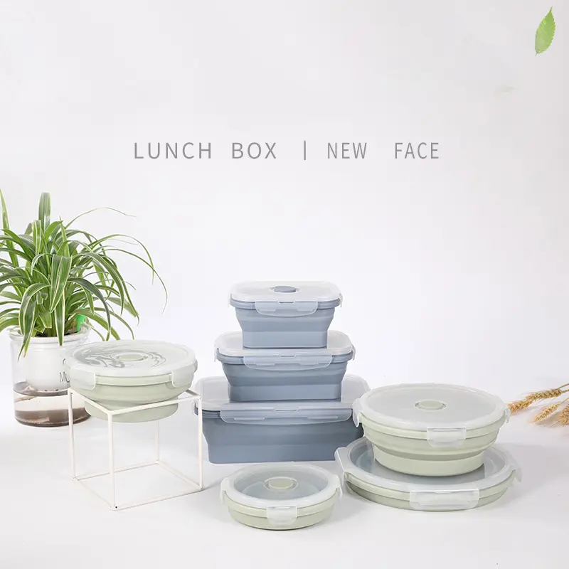 Collapsible Silicone Lunch Box Space Saving Food Storage Container Set Kitchen Food Storage Containers