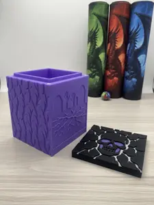 3D Printed MTG Inspired, Black Mana Deck Box, Dark Arts Storage Box for Game Cards - Spooky, Skull & Graveyard Theme - Fantasy Card Holder