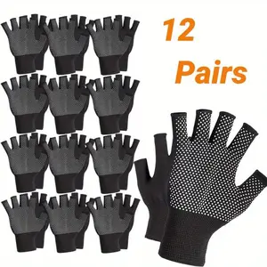 12-Pairs Women’s Anti-Slip Fingerless Gym Gloves – Breathable Fitness Gloves for Yoga, Strength Training, Pilates, and Active Workouts