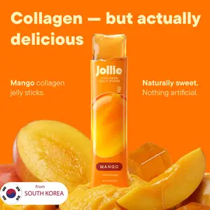 JOLLIE Collagen Jelly Sticks – Mango Flavor | Made in Korea | Marine Collagen + Hyaluronic Acid, Probiotics, CoQ10 & Glutathione for Daily Glow & Hydration Supplement