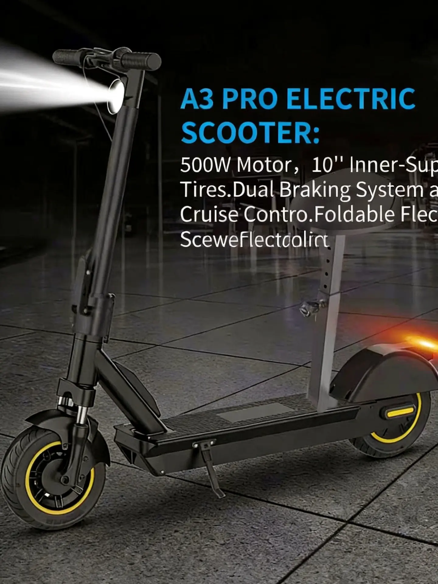 10 Inches Electric Scooter with Seat, 500W Powerful Motor & 24 MPH Top Speed, 28Miles Long Range, Folding E Scooter with Dual Braking for Adults