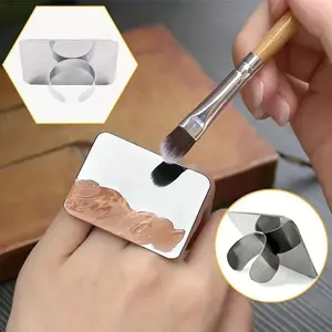 2pcs Nail Makeup Makeup Palette, Multifunctional Stainless Steel Makeup Palette and Mixing Set for Nail Art, Eye Shadow, and More