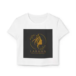 Larana Women's Baby Tee with Gold Design 100% Organic Cotton Slim Fit Summer Top for Casual Wear & Gift