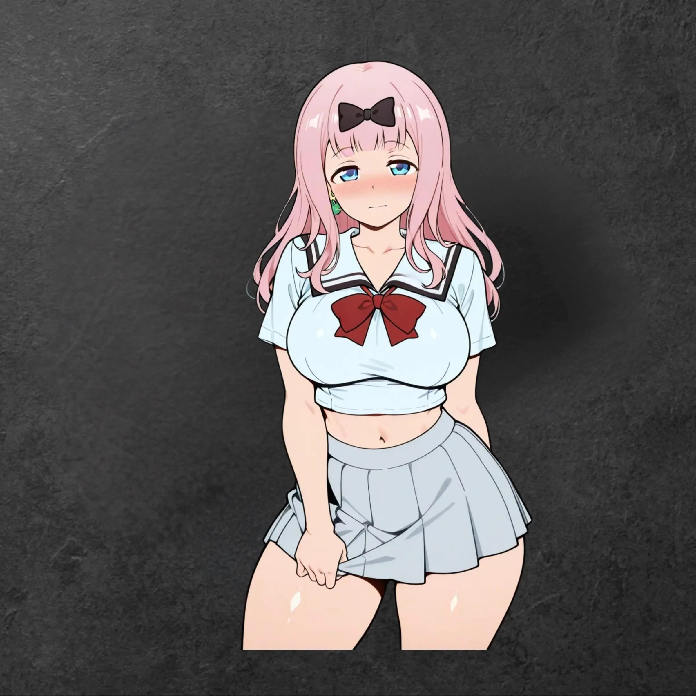 Pink Hair Schoolgirl Anime Sticker, Cute Blushing Waifu Decal for Laptop, Water Bottle, Phone Case, Journal and Locker