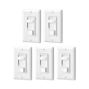 Dimmer  for LED Lights, 600W Incandescent/Halogen and 150W CFL/LED, Single-Pole or 3-Way Dimmer Light , ETL & cUL Listed, White, 5 Packs