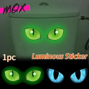 Glow-In-The-Dark Toilet Lid Sticker Decal, Removable Waterproof Self-Adhesive Paper, Illuminated, Ideal for Bathroom Living Room Bedroom Office Wall Decor
