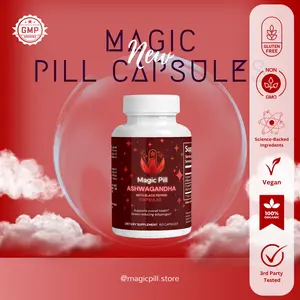 Magic Pill Ashwagandha Capsules + Herbal supplement for stress relief and mental balance + [General health, stress management] + [VEGAN Capsules] + Promotes relaxation, supports stress reduction, and improves mental clarity