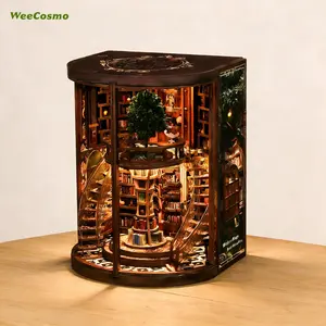 Wooden Book Nook DIY Model Kit, Vintage Abstract Renaissance Style Tiny house, 3D Hand-Assembled Booklet Toy House, Miniature Dollhouse Kit, Birthday Gift