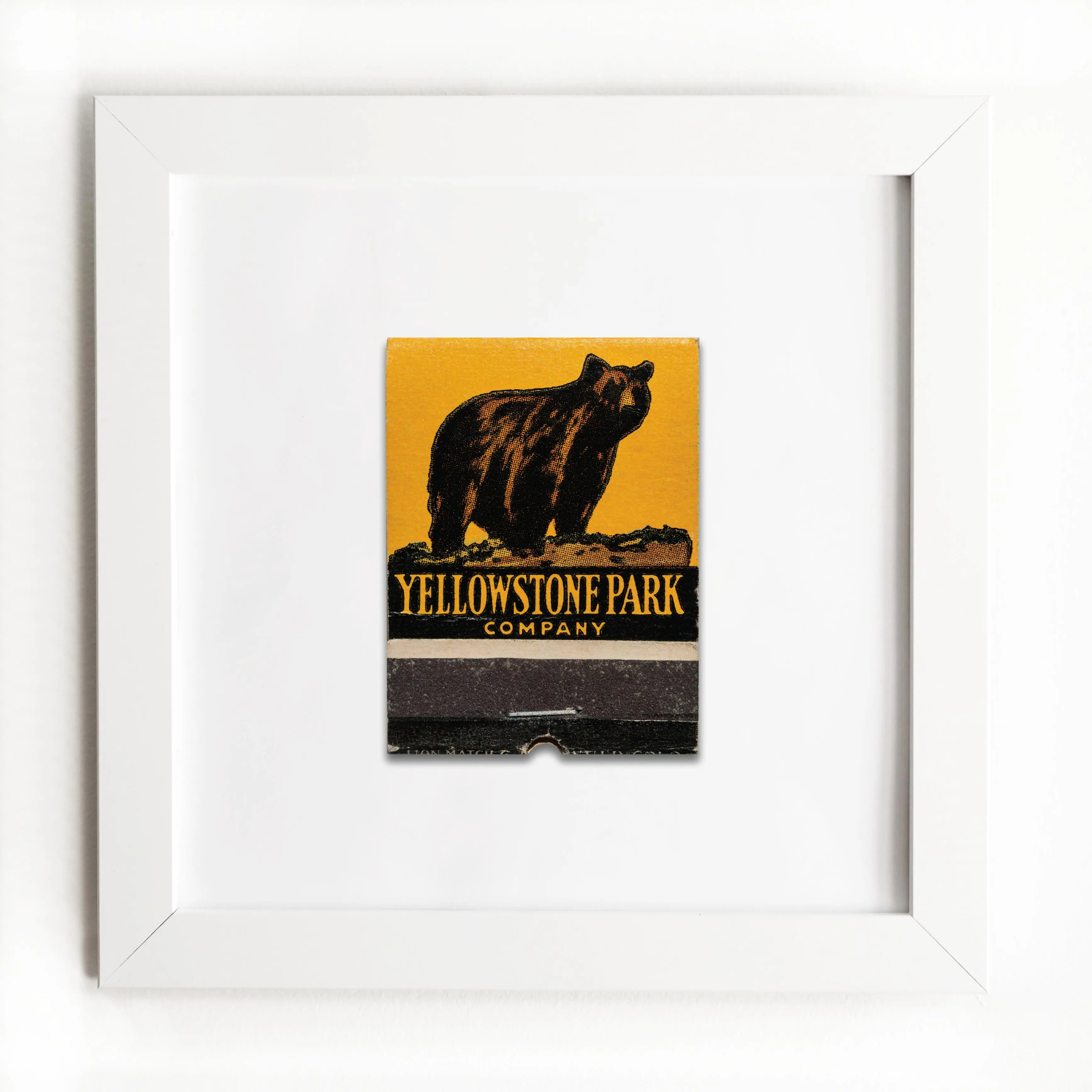 Yellowstone National Park Vintage Matchbook Art Print - 12x12 in Framable Wall Accent Home Decor, Collectibles, Ideal Gift for Home Enthusiasts