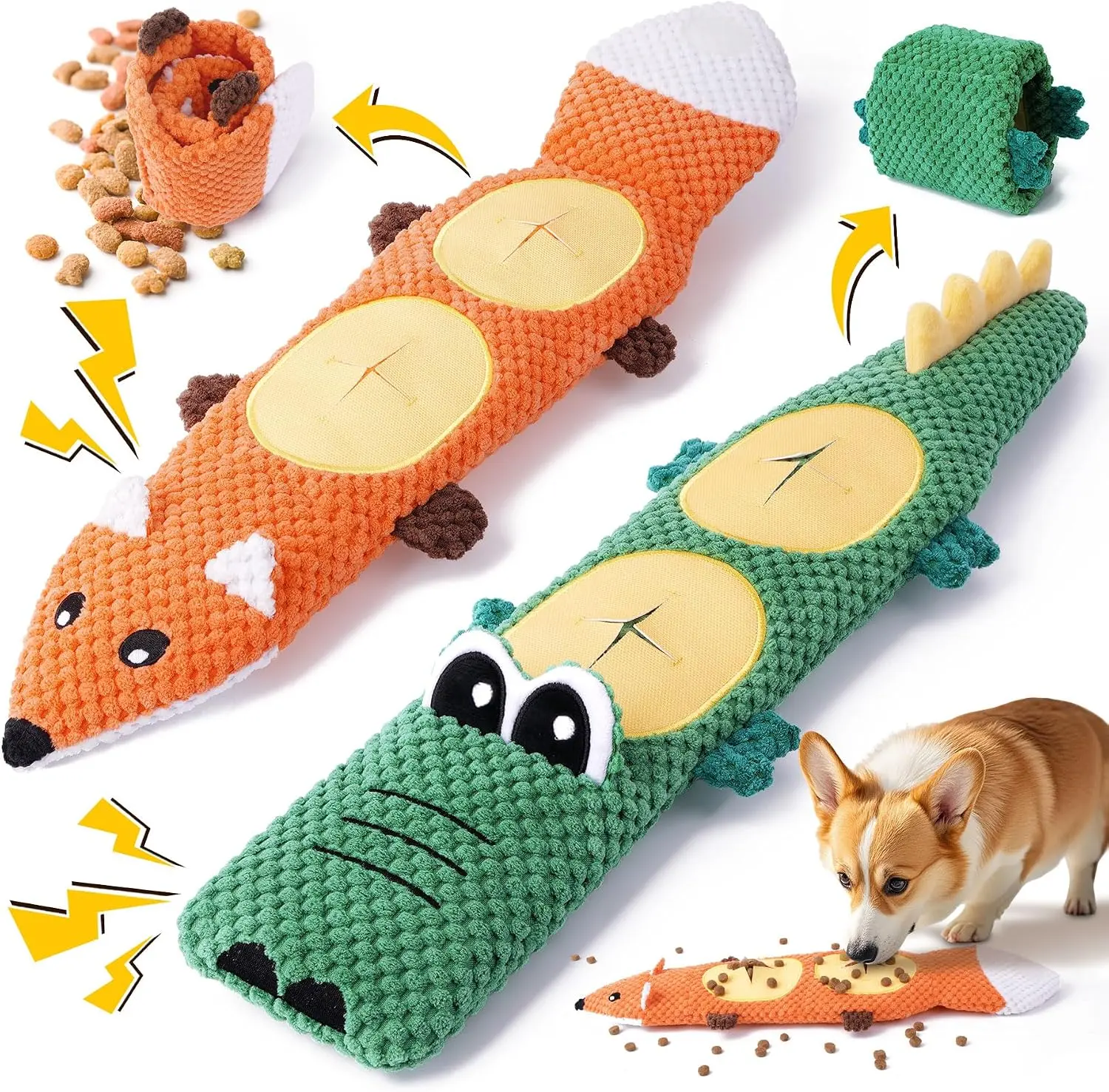 2-Pack Squeaky Dog Chew Toys for Aggressive Chewers - No Stuffing, Teething & Boredom Relief for Small to Medium Breeds