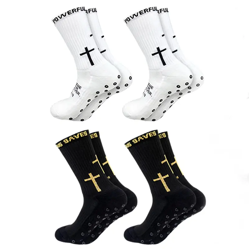 Cross Grip Soccer Socks - Anti-Slip Grips Sports Socks with Breathable & Thickened Sole for Men Women Youth US 6-13