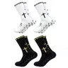 Cross Grip Soccer Socks - Anti-Slip Grips Sports Socks with Breathable & Thickened Sole for Men Women Youth US 6-13