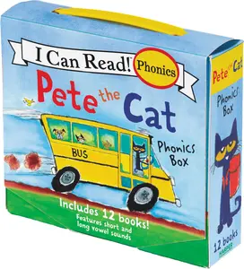 Pete the Cat 12-Book Phonics Fun!: A Box of 12 Mini-Books Featuring Short and Long Vowel Sounds -- James Dean - Boxed Set
