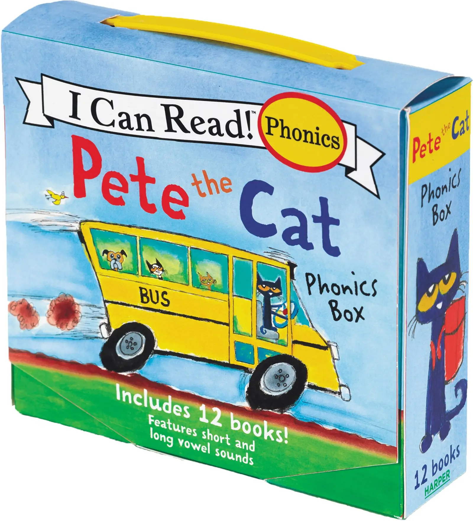 Pete the Cat 12-Book Phonics Fun!: A Box of 12 Mini-Books Featuring Short and Long Vowel Sounds -- James Dean - Boxed Set