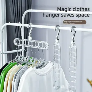 Multifunctional Nine-Hole Foldable Hanger Home Dormitory Magic Rotating Non-Slip Storage Organizer