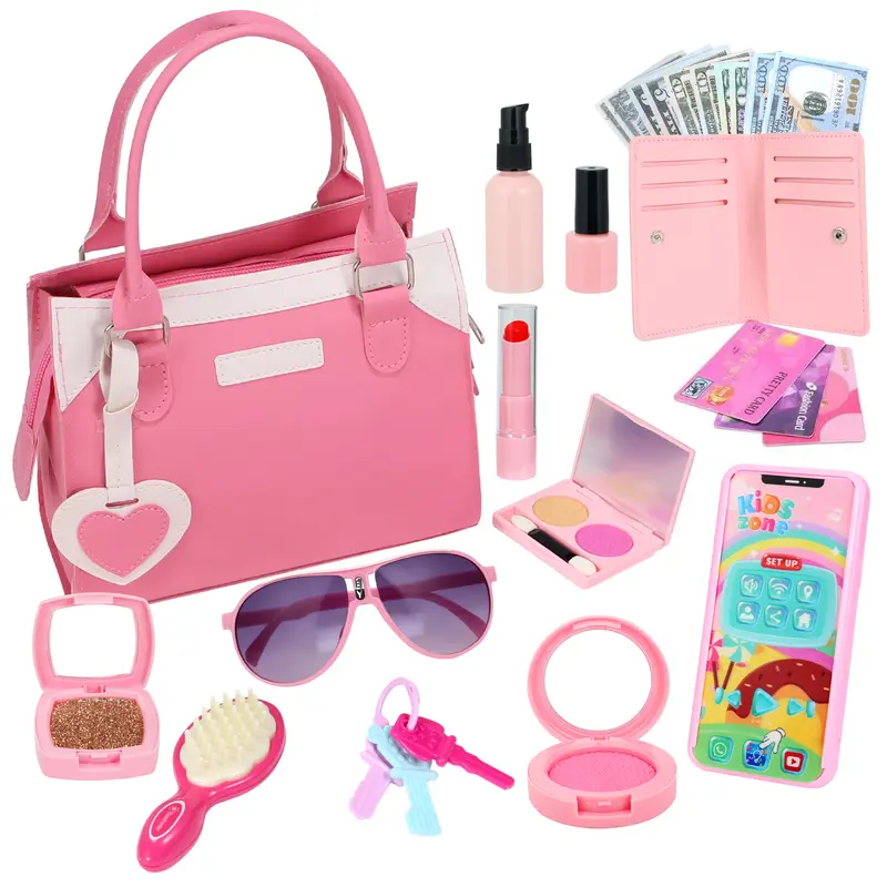 Pretend Princess Purse Toy for 3-4 Years Old Girls, BPA-Free Pretend Play Set with Makeup & Accessories, Encourages Imaginary Play, Birthday Gift Ready, Accessories for Girls