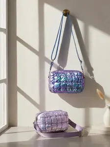 Women's Crossbody Bag, Colorful Cotton Filled Square Design, Single Shoulder Strap, Stylish & Practical Accessory for Daily Use, Crossbody Shoulder Purses