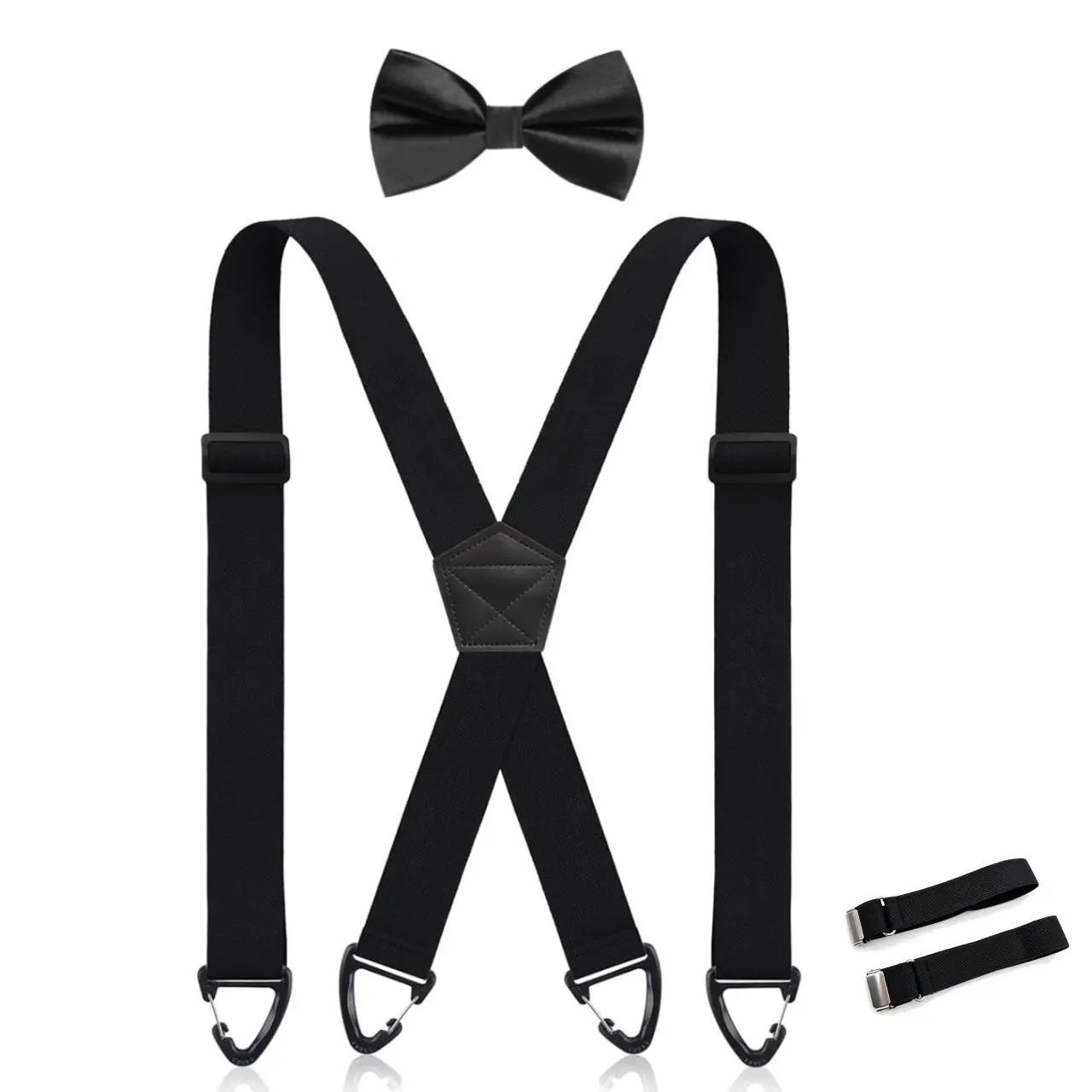 X Back Hidden Suspender Set 1.5 Inches Under Clothing Heavy Duty Work Suspenders for Men Women with 1pc of Bow Tie and 1 Pair of Sleeve Cuffs