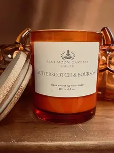 Femi Moon Candles Butterscotch & Bourbon 8oz Hand Poured Soy Wax Candle