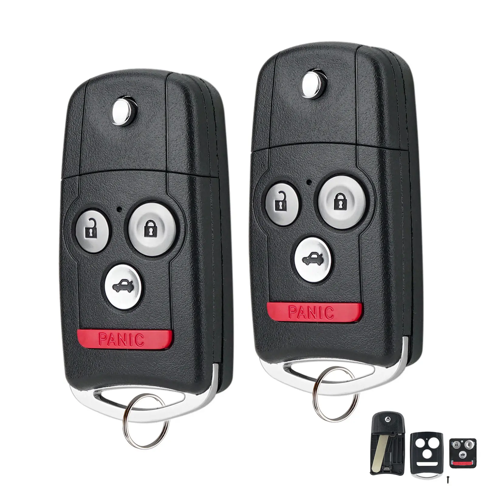 2 Replacement For 2007 2008 2009 2010 2011 2012 2013 2014 Acura TL TSX MDX RDX Remote Flip Car Key Fob Shell Case 4 Button, Key Fob Cover, 2X Key Shell