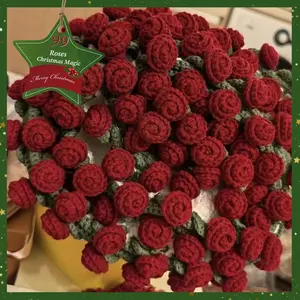 BUYHAPPY Rose Hand-Woven Blanket Pure Handmade Blanket with Artificial Mixed Flowers & Lavender Plant Perfect Gift for Mothers Elders Special Occasions