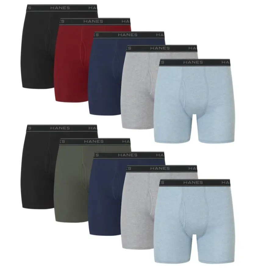 Hanes Men's Cotton Boxer Brief Underwear Pack, 10-Pack