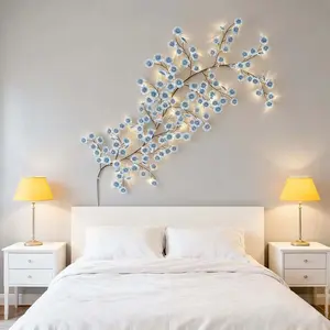 Blue Cherry Enchanted Willow Vine Lights, 5.9FT 96 LED Cherry Blossom Lights with Remote Timer Floral Branch Wall Sconce 8 Lighting Modes for Bedroom Living Room Wedding Party Decor