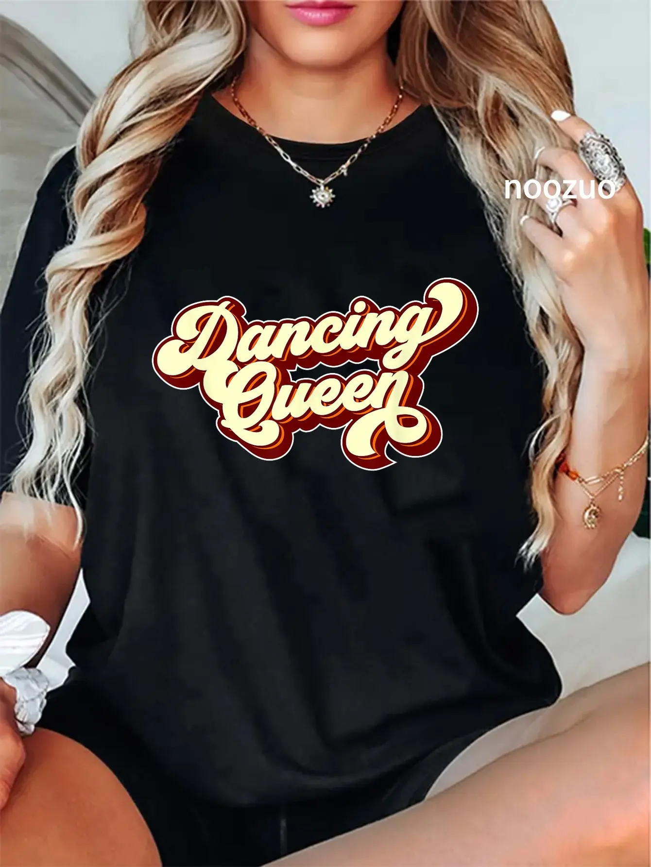 100% Cotton Unisex Dancing Queen 70s Disco T-Shirt Casual Graphic Printed Tee Casual Top