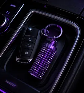 3D Printed Spiked Cylinder Car Keychain Pendant, PLA Lightweight Car Interior Hanging Decor, Luxury Metallic Key Ring for SUV Sedan Truck Rearview Mirror Ornament, Cool Automotive Accessories Gift #CarAccessories #CarInterior #Keychain