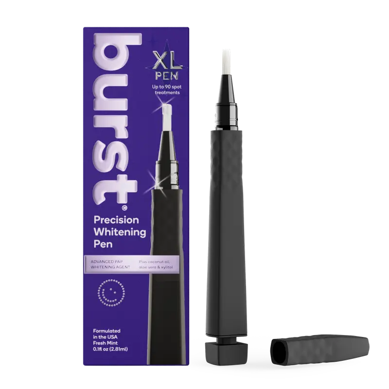 BURST Precision Whitening Pen, 9% HP, 45 Whitening Treatments, Enamel Safe, Vegan, Paraben Free, Delicious Flavor, 1 Count Brush Coconut