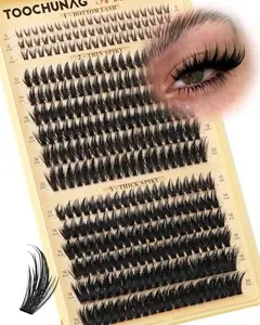 Spiky Manga Lash Clusters 12-20mm Anime Eyelash Clusters 300pcs Cluster Eyelash Extensions Fairy Eyelashes Cluster with Bottom Individual Lashes 80D+100D Volume DIY Lash Extension by TOOCHUNAG