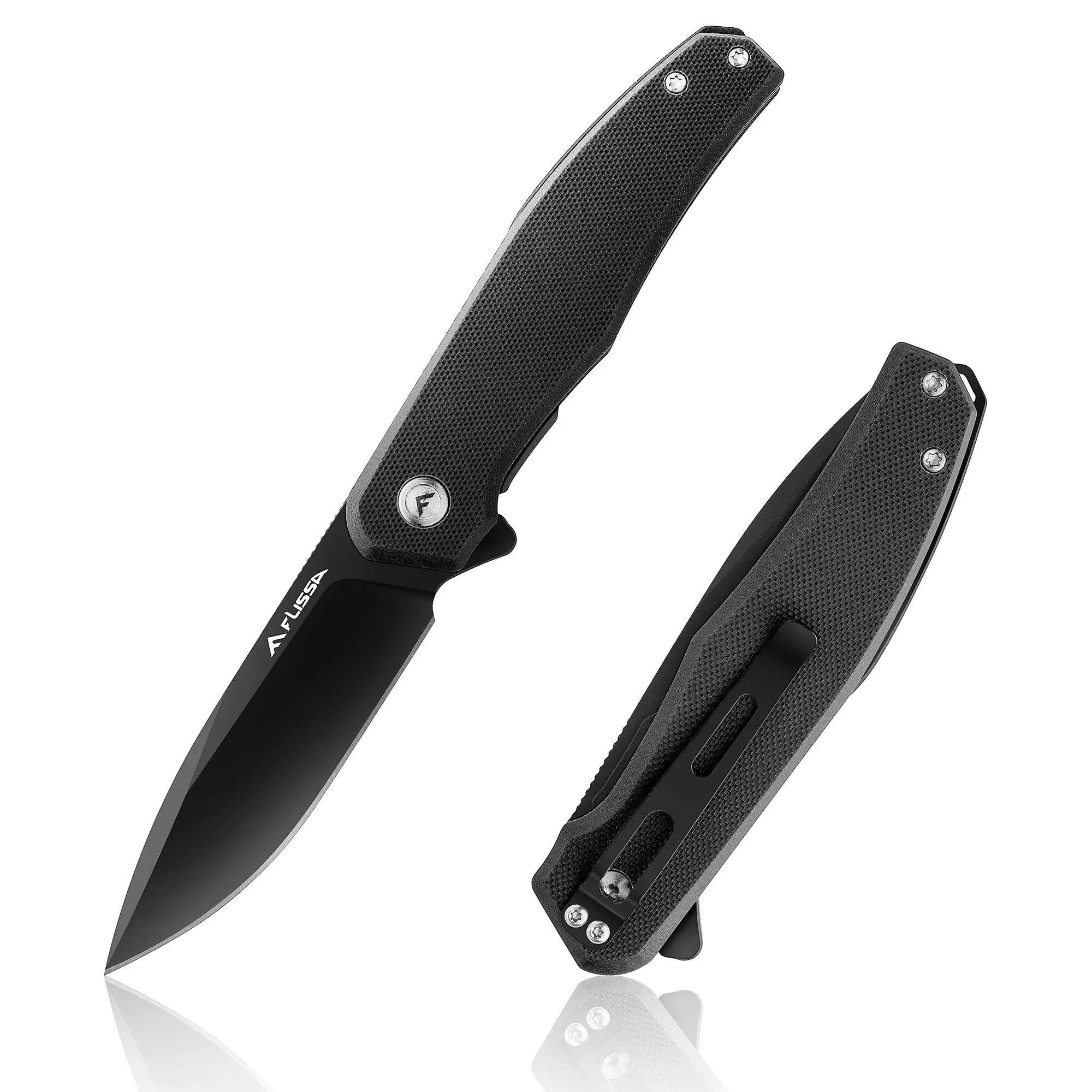#summersale FLISSA Folding Pocket Knife, 4.5" G10 Handle EDC Knife with D2 Steel Blade, Liner lock and Pocket Clip, Tactical Knives for Men Women, Uesd for Outdoor, Survival, Hunting and Camping (Black)