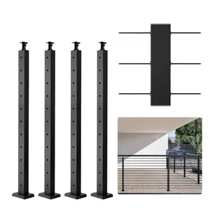 【SummerFinds】VEVOR 4-Pack Cable Railing Post,  36" x 1" x 2" Steel Horizontal Hole Deck Railing Post, 11 Pre-Drilled Holes, SUS304 Stainless Steel Cable Rail Post with Horizontal and Curved 4JZLGZHS9142C2KYMV0