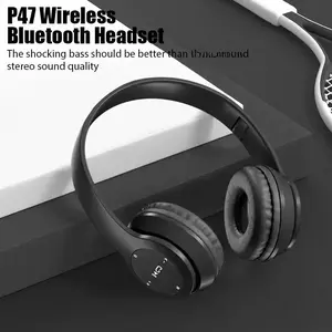 P47 Wireless Bluetooth Headphone with Mic Noise Cancelling Over-ear Earphones for Sports Gaming Supports PC Portable Sweatproof Waterproof Smart Voice Assistant Headset ENC Trucker Quran Speaker LED Light frame Auto Clicker Magnetic Indoor HD TV Antenna